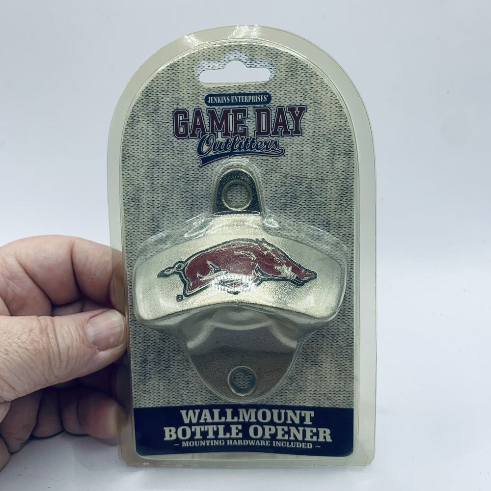 AR Razorbacks Wall Mounted Bottle Opener Game Day Outfitters Bar Beer NEW